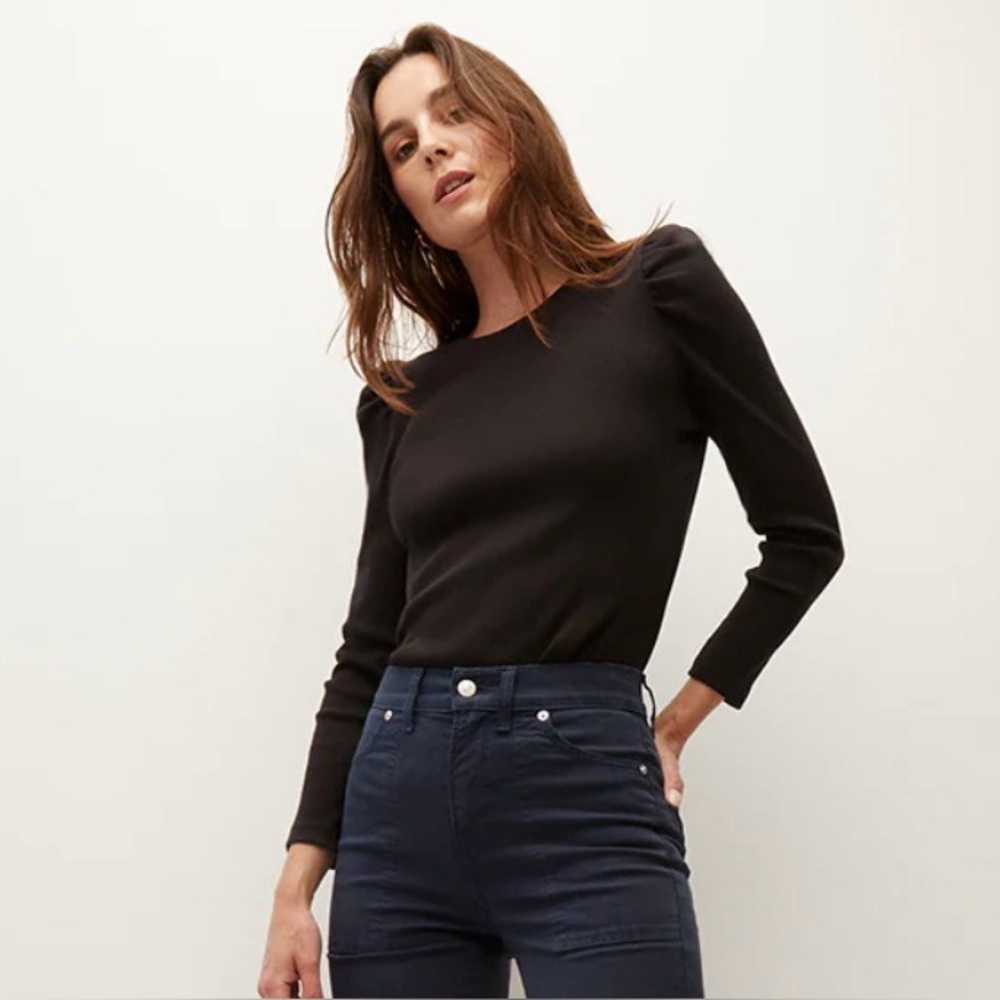Veronica Beard | Britney Puffed Sleeve Top - Picture 2 of 6